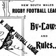 A black and white printed pamphlet with an image of a kangaroo and text that reads 'New South Wales Rugby Football League By Laws and Rules'