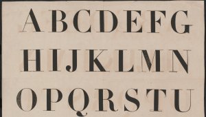 A page one which all the letters of the English alphabet are printed in capital letters. They are printed by type setting.