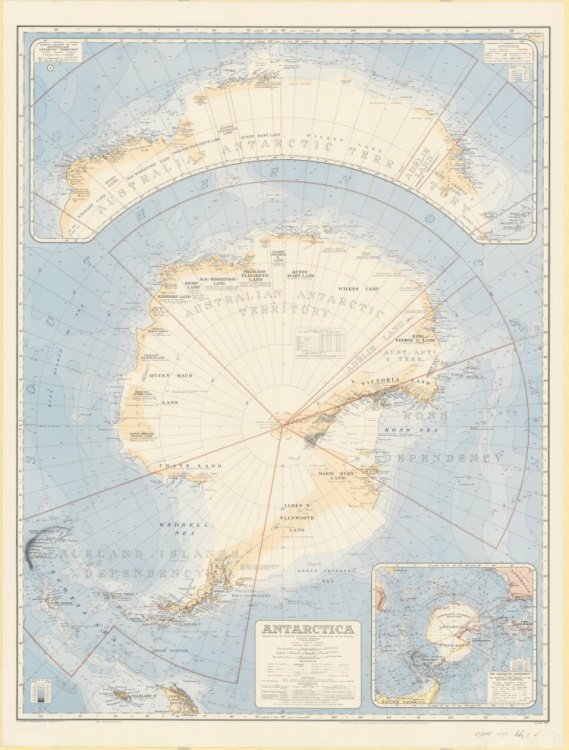 Map of Antarctica showing territories and dependencies.