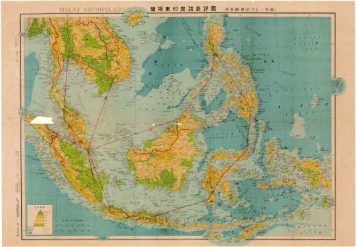 Map of East India Islands, Dutch colonies, with Thailand, French colonies, Indochina and Malay Peninsula.