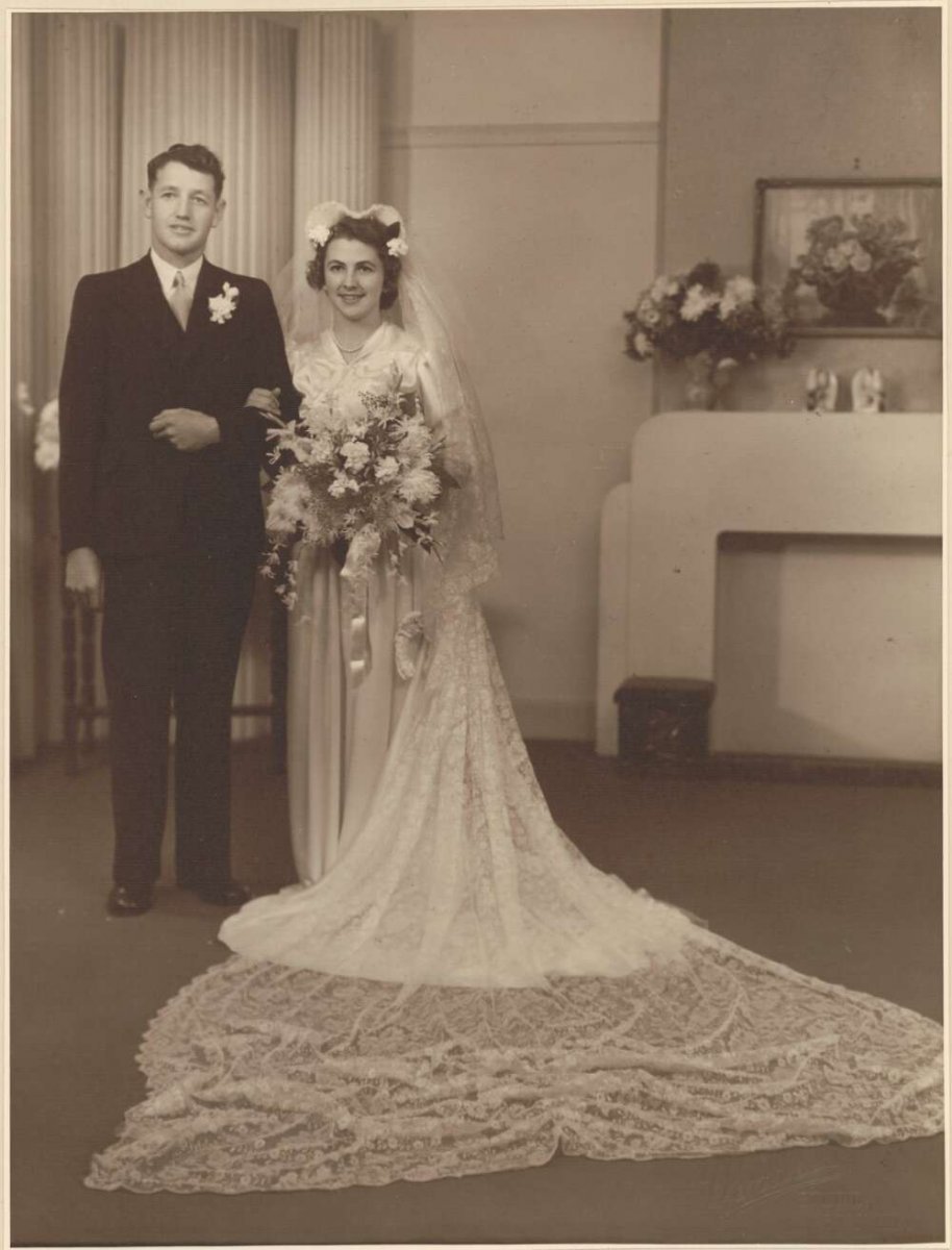 Formal portrait of a young couple on their wedding day