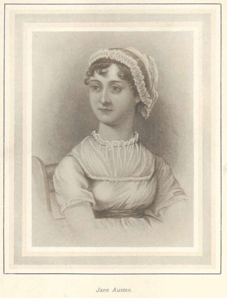 Faded print portrait of author Jane Austen