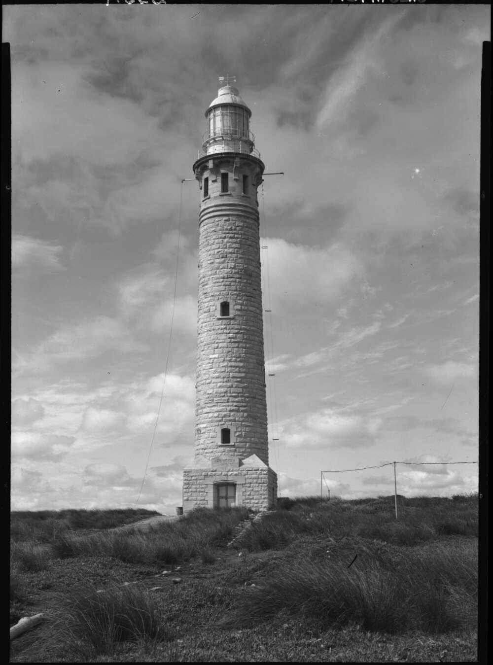 Black and white photograph of a lighthouse