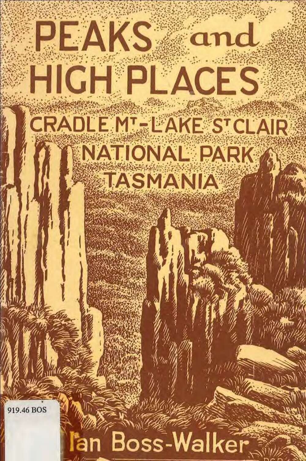 Book cover featuring a drawn representation of a mountain; text reads 'Peaks and High Places'