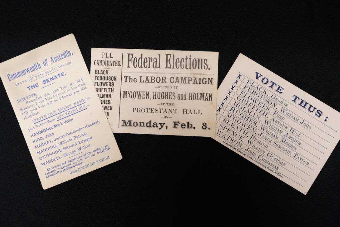 Three how to vote cards from 1901