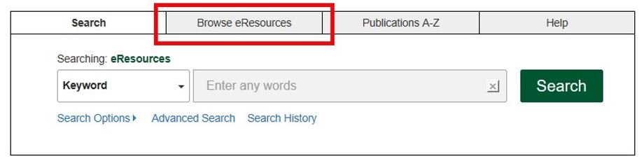 Browse eResources tab