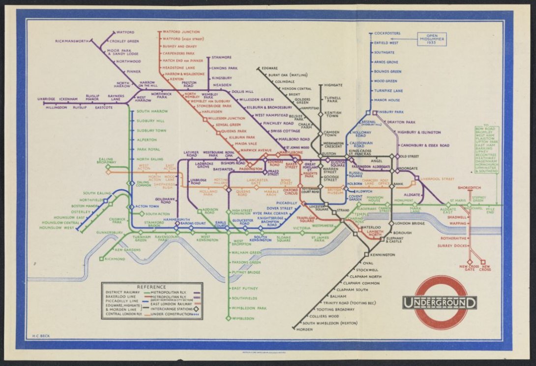 Colour-coded map of London's underground routes