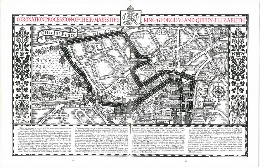 A map of the Queen's route through London for her Coronation