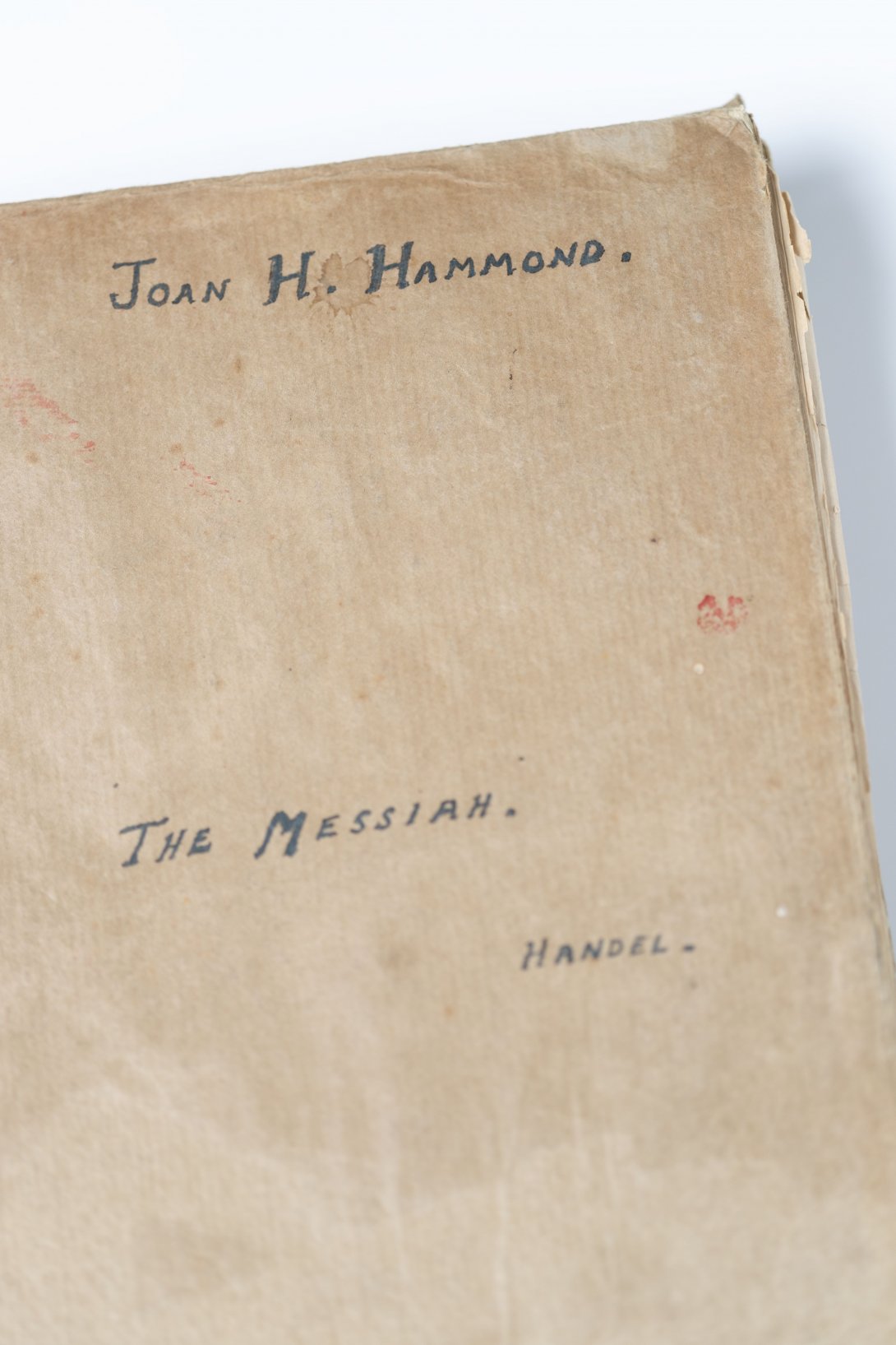 Cover of musical score. Text Joan H Hammond The Messiah.