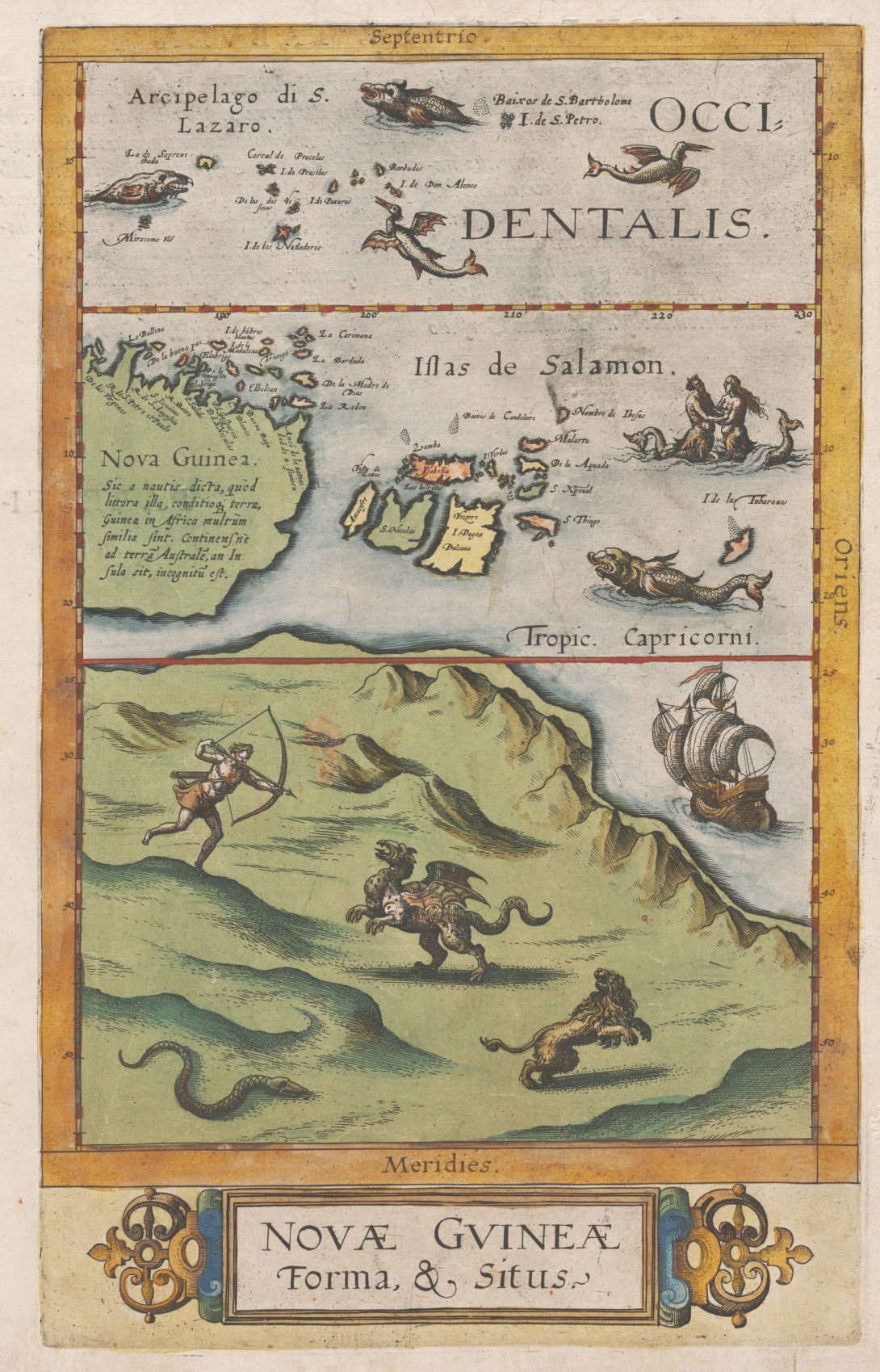Portrait map with various monsters on page