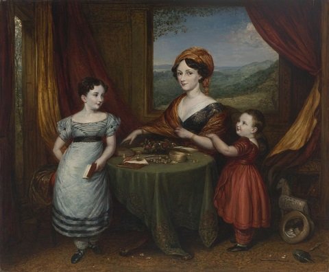 Portrait of Mrs Darling and two of her children
