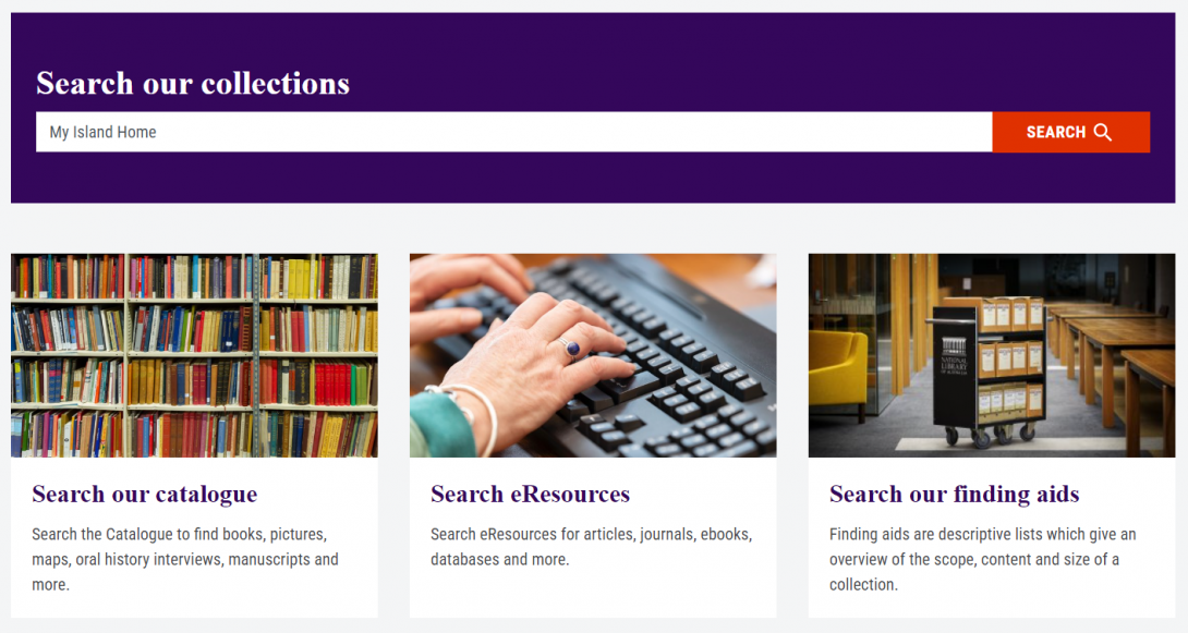 Photo of the National Library of Australia's catalogue