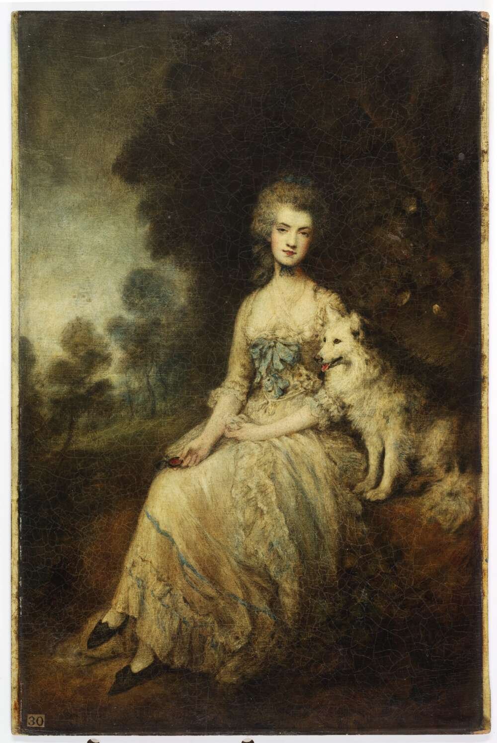 Portrait of Mrs Robinson in a yellow dress looking at the viewer