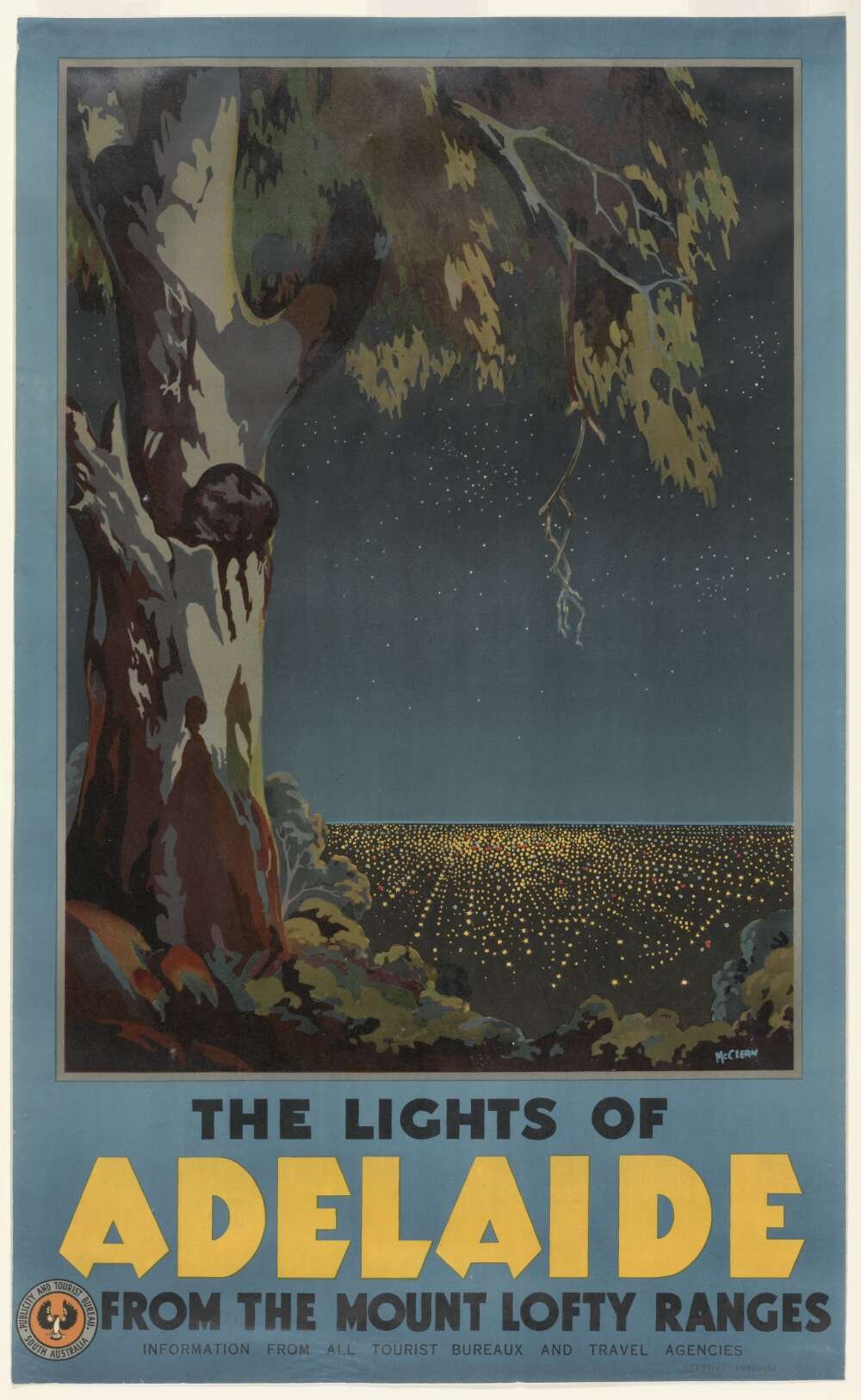 McLean, The Lights of Adelaide from Mount Lofty Ranges, 1930s, nla.cat-vn210491