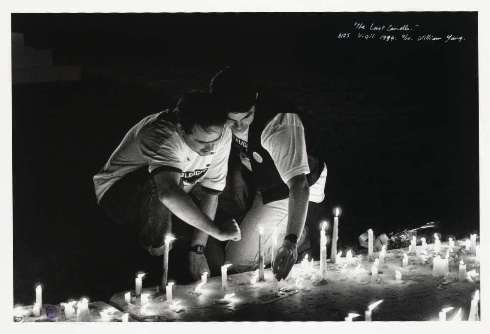 William Yang, The last candle, AIDS vigil [The Domain, Sydney], 1994, nla.cat-vn3097674.