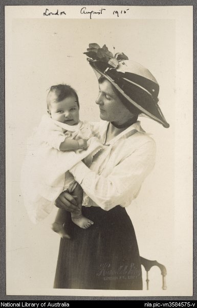 [Portrait of Nettie Palmer with baby Aileen, August 1915]