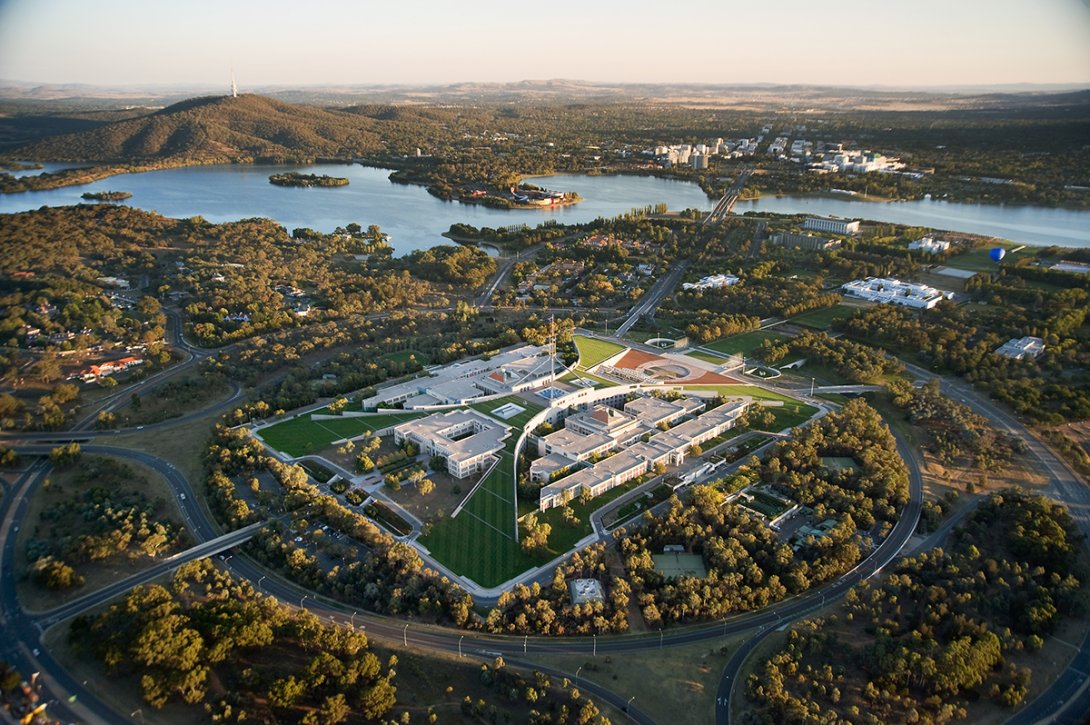 Aerial photograph of Parliament House, Canberra